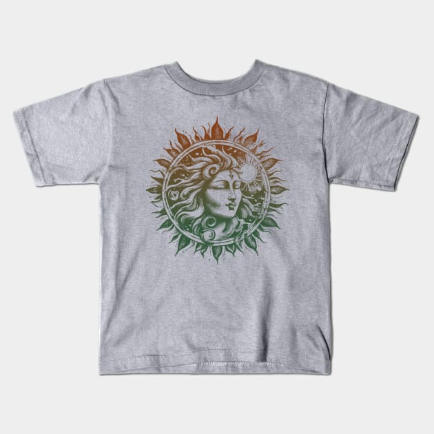 Sun Face Mandala-Style Fantasy Nature Earth Mother for Women Kids T-Shirt by Pine Hill Goods